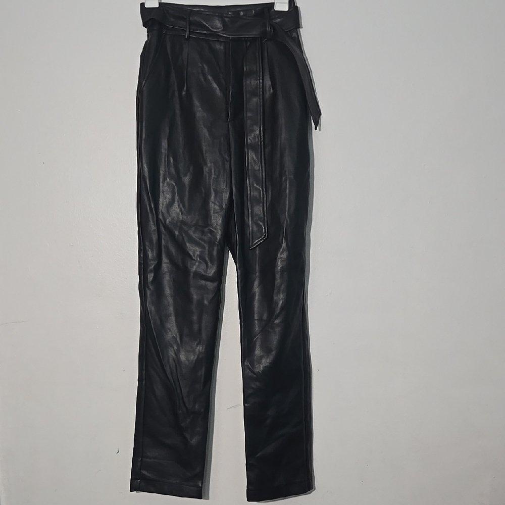 Black Straight Leg High-Waisted Pants